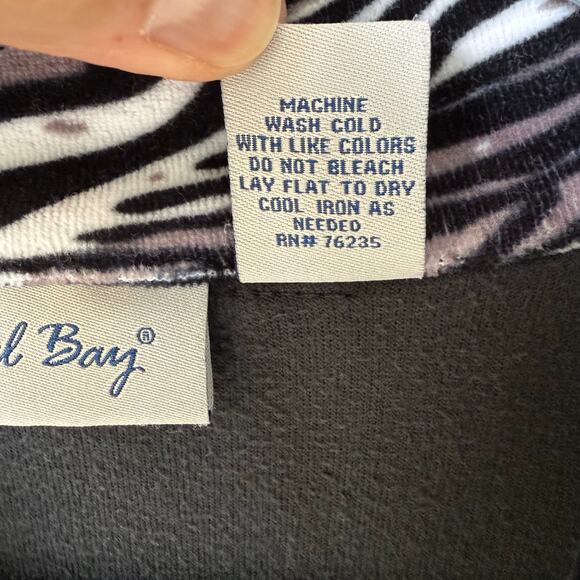 Black Velour Zebra Trim Jacket Women's XL Mobwife Glam Y2K Pockets Full Zip SEE - Picture 8 of 10